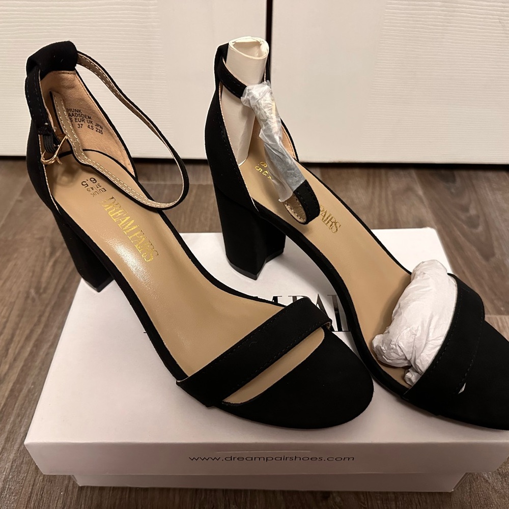 Black Suede Block Heels